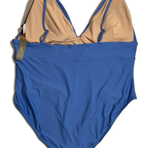 J Crew Deep V-Neck French One Piece Swimsuit Regal Blue Sz 24 New Women - Picture 4 of 8
